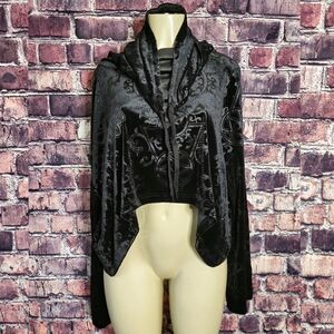 Killstar Anesthesia Velvet Cropped Hoodie